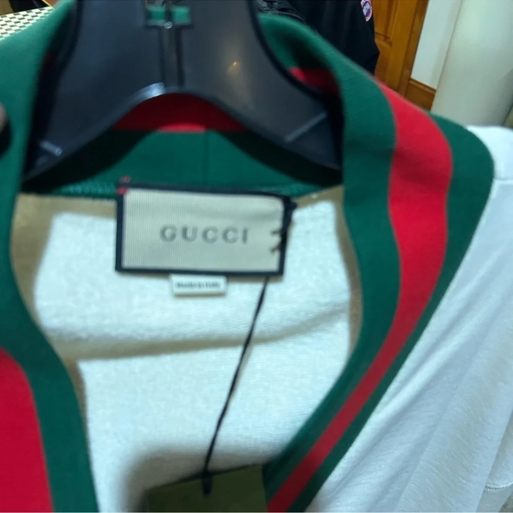 Men’s Gucci, cotton jersey cardigan with Web detail size XL made in Italy